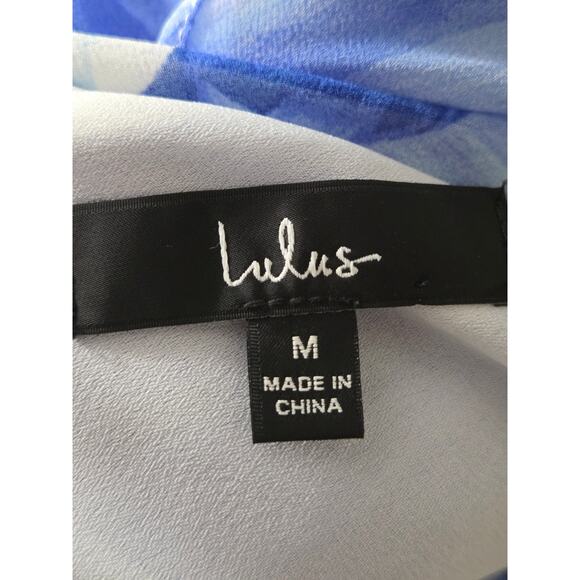 Lulus‎ Elevate The Occasion Wrap Dress Women's Medium Blue Floral Ruffle Hi Low - Picture 12 of 12